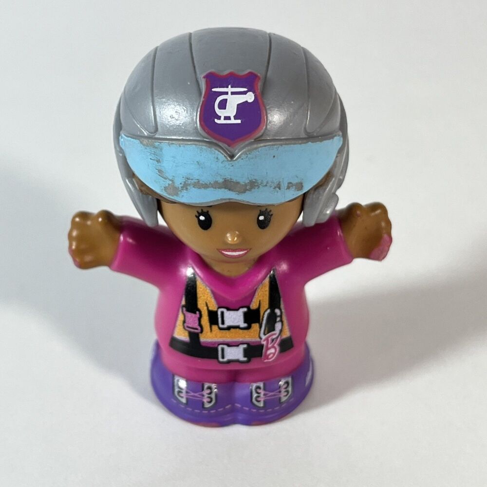 Fisher Price Little People Girl Mom Barbie Helicopter Airplane Pilot Pink